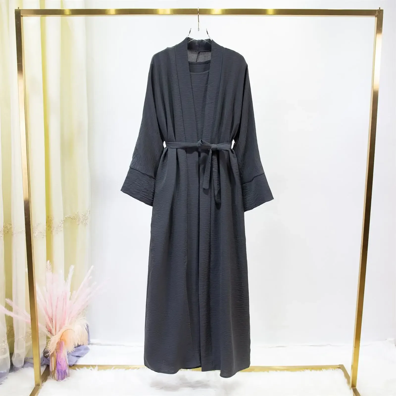 Ensemble Abaya Cardigan : FibrInner Robe + Ceinture - image de produit 11