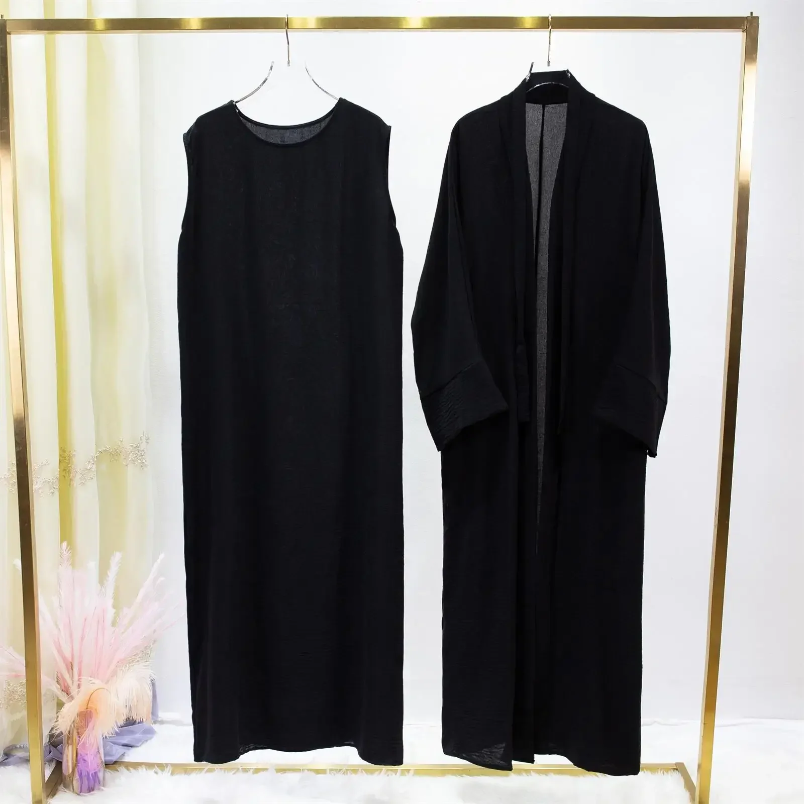 Ensemble Abaya Cardigan : FibrInner Robe + Ceinture - image de produit 6