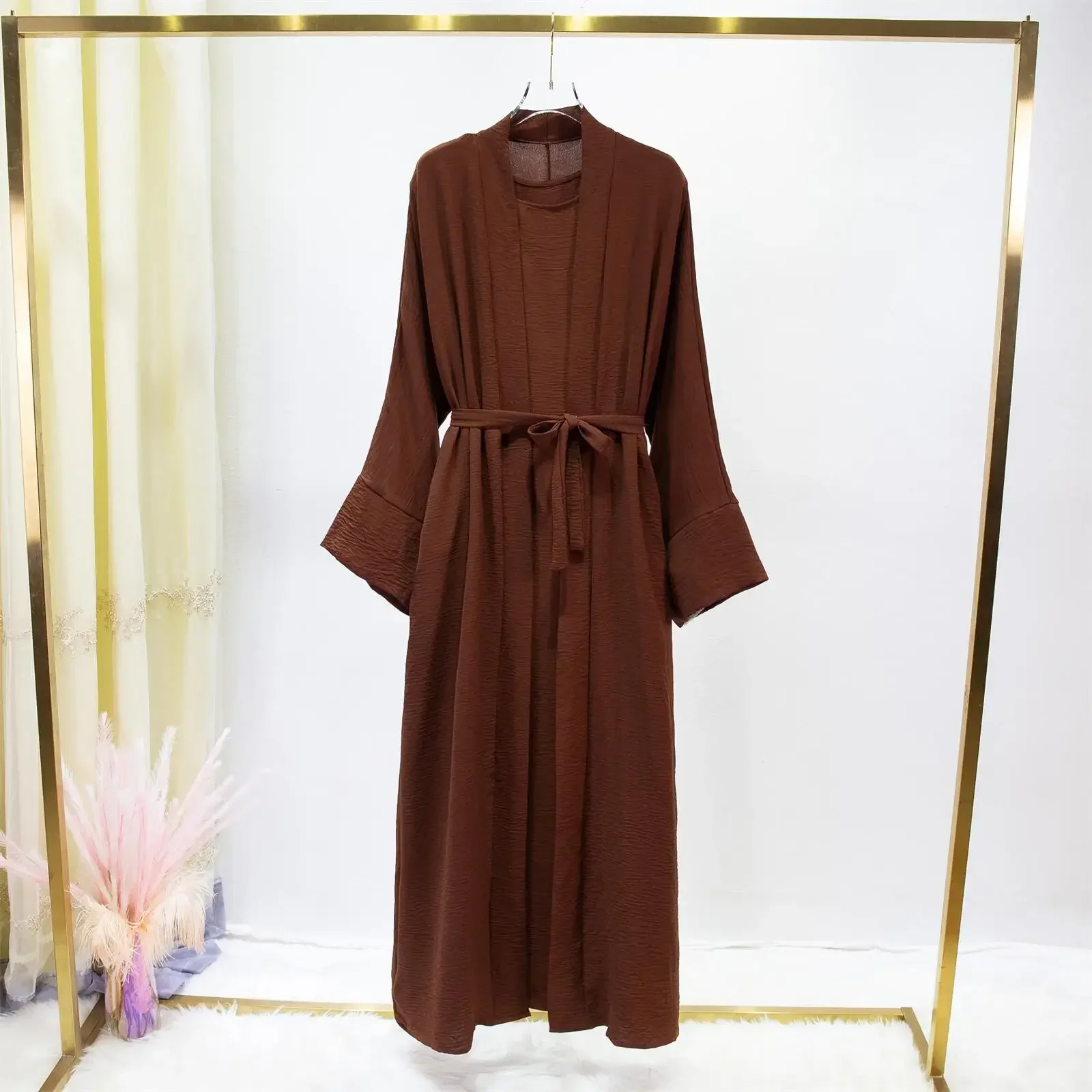 Ensemble Abaya Cardigan : FibrInner Robe + Ceinture - image de produit 3